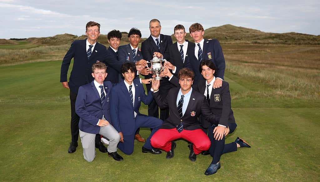 The Continent of Europe celebrate winning the Junior Vagliano Trophy