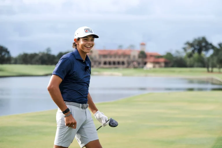Charlie Woods On Course all smiles