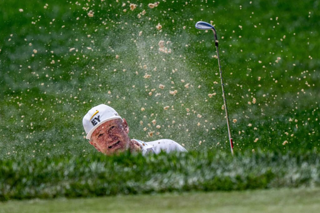 Ernie Els in the bunker The Els Club Vilamoura Portugal