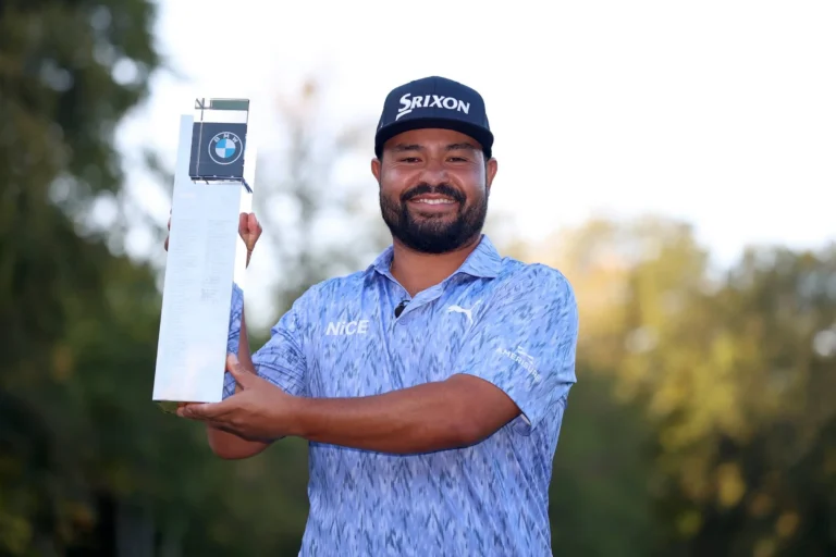 JJ Spaun With The BMW PGA 2026 Trophy
