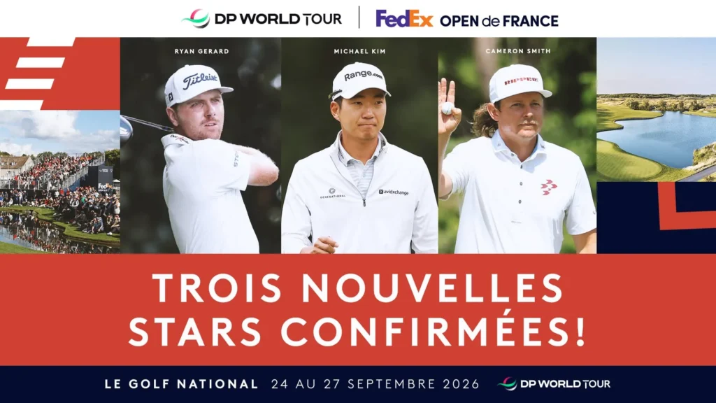 Michael Kim, Ryan Gerard and Cameron Smith at Le Golf National
