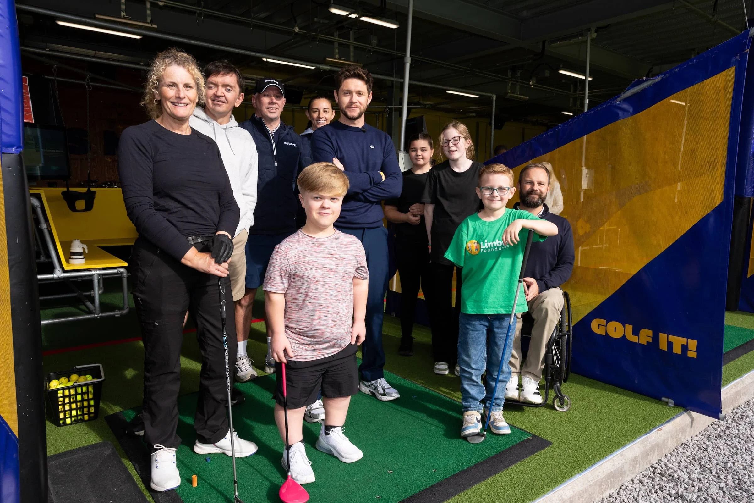Niall Horan at Golf It! with participants of the disability golf programme.