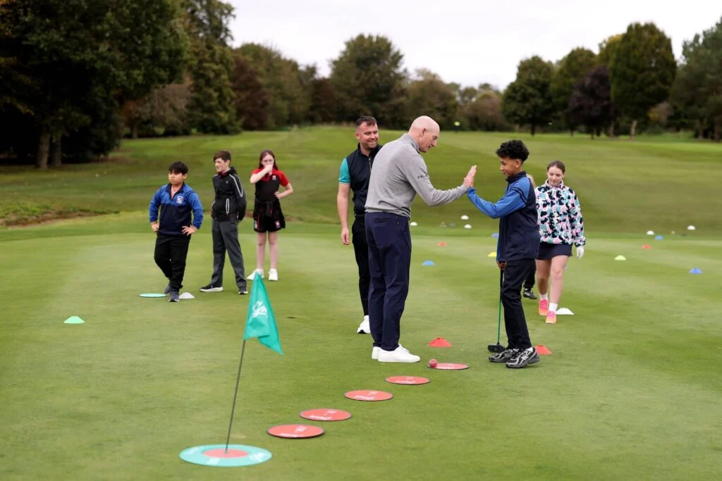 Jim Furyk at Rathbane Golf Club with young golfers